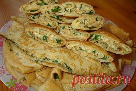 Конвертики из блинов с сыром и зеленью — Сад Заготовка