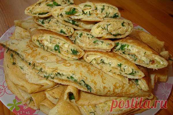 Конвертики из блинов с сыром и зеленью — Сад Заготовка