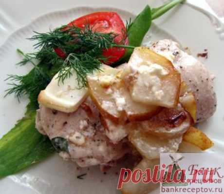 Треска, запеченная с грушей, рецепт и фото