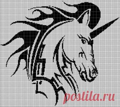 Схема вышивки крестом силуэт головы племенной лошади в pdf