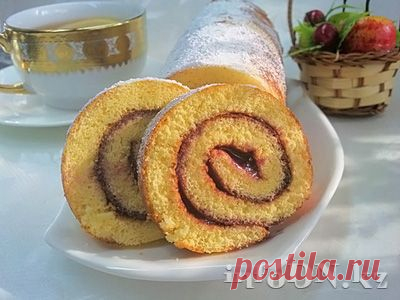 Бисквитный рулет за 5 минут