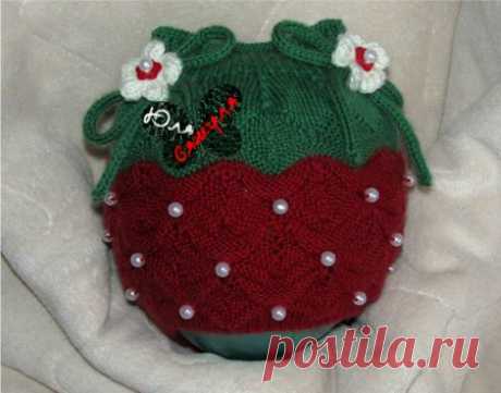 Шапочка-клубничка спицами » Клуб-Нитка - вязание спицами и не только