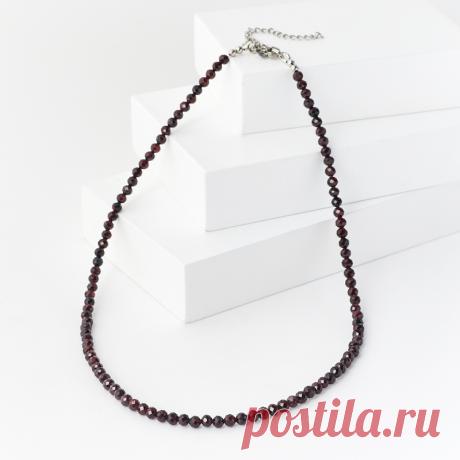 2590 Р-Купить Бусы гранат альмандин Индия (биж. сплав, сталь хир.) огранка 4 мм 44 см (+7 см) Доставка по всему миру! Заходи и покупай сейчас! | Интернет-магазин Минерал Маркет - 416244