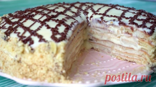 Нежнейший тортик на сметане со сгущенкой! БЕЗ ДУХОВКИ И РАСКАТКИ КОРЖЕЙ!
