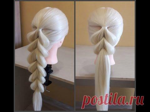 Французская коса в обратном положении🌺Легкий способ самой себе сделать косу.Коса на резинках. - YouTube