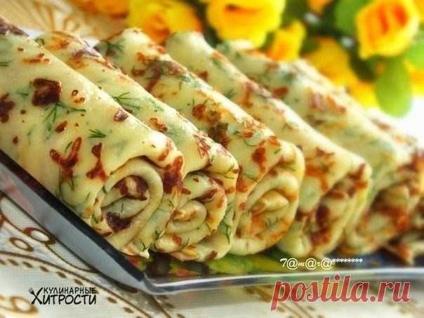 СЫРНЫЕ БЛИНЫ С ЗЕЛЕНЬЮ .