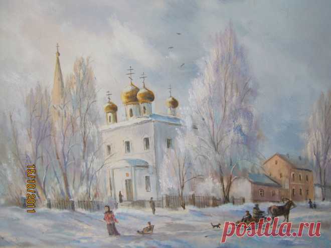 Морозный день.Эскиз.Масло.30х40см