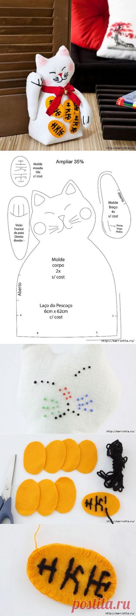 Шьем японского кота Манеки Нэко - подставку для двери.