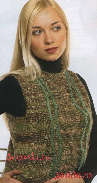 Вязание спицами безрукавки с узором из кос
