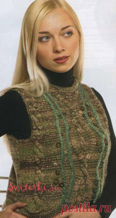 Вязание спицами безрукавки с узором из кос