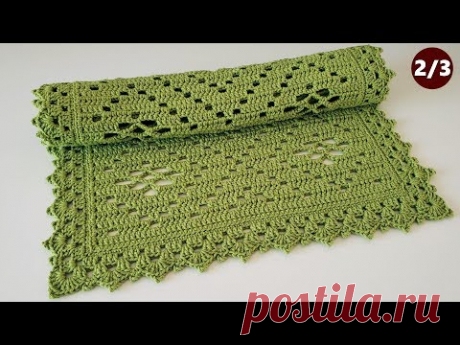 Tapete retangular em crochê filé  - Videoaula e gráfico 2/3