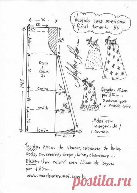 Vestido con sisa americana en 3 tallas - Marlene Mukai
