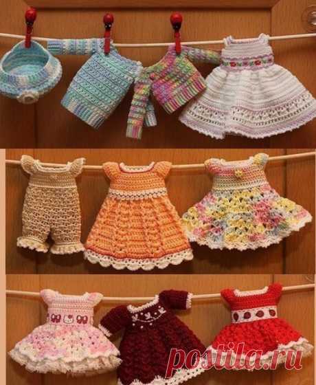 Платье для кукол крючком