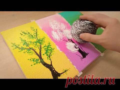 Как нарисовать 3 разных дерева для начинающих / Рисование 3 инструментами / Особое творчество