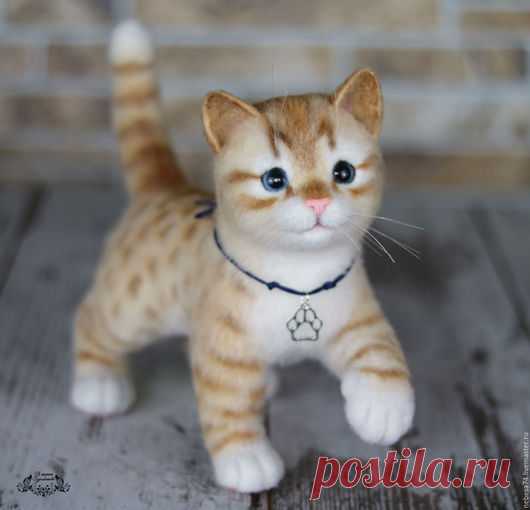 Купить Рыжий котенок. Валяная игрушка - игрушка, игрушка валяная, валяная игрушка, игрушка из войлока