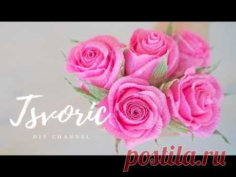 Роза из гофрированной бумаги, просто и быстро DIY Tsvoric