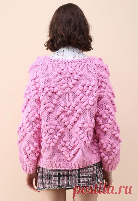 Knit Your Love Cardigan in Hot Pink - Retro, Indie and Unique Fashion