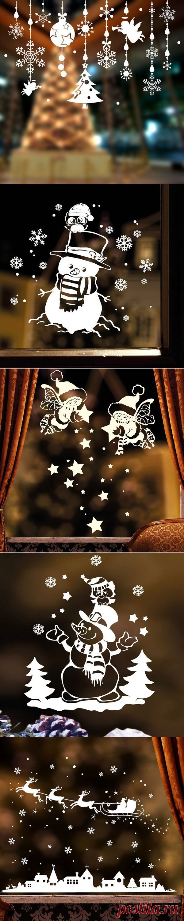 Уютные рисунки на окнах