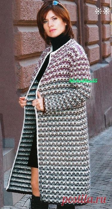 Спицы. Твидовый кардиган.