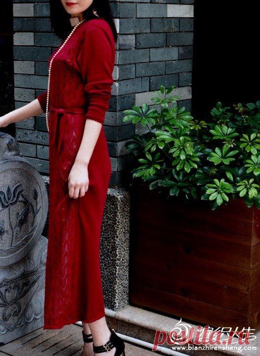 Бордовое тканое платье с большим именем SK280 Ms. Fan из кружева с полыми цветами-учебник-вязание жизни