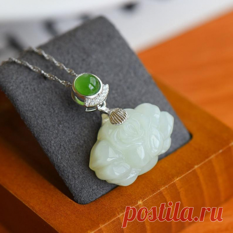 Necklace 925 Lotus necklace necklace jade necklace | Etsy