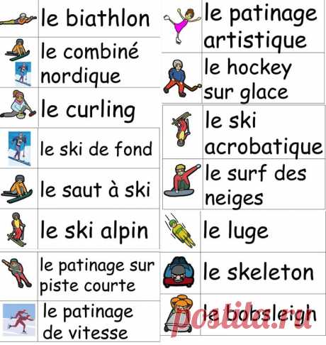 Les sports - French Vocabulary Word Wall of Sports (winter and summer)