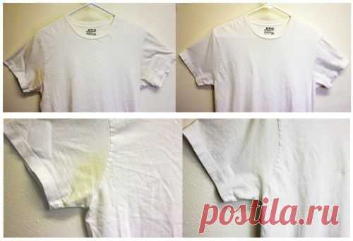 Как убрать жёлтые пятна от пота на одежде 
Женский журнал.ру