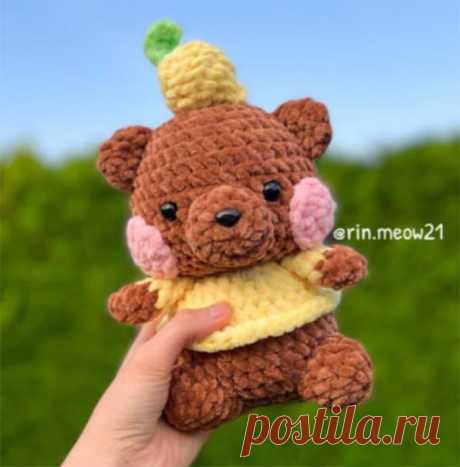 Мишка с лимоном крючком. Амигуруми схемы и описания. Автор: @rin.meow21 | IRINELY.ART