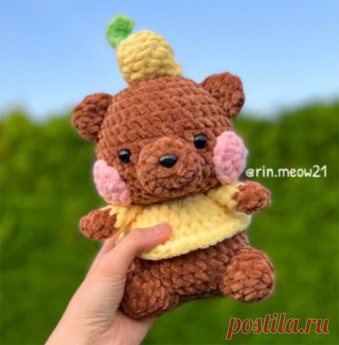 Мишка с лимоном крючком. Амигуруми схемы и описания. Автор: @rin.meow21 | IRINELY.ART