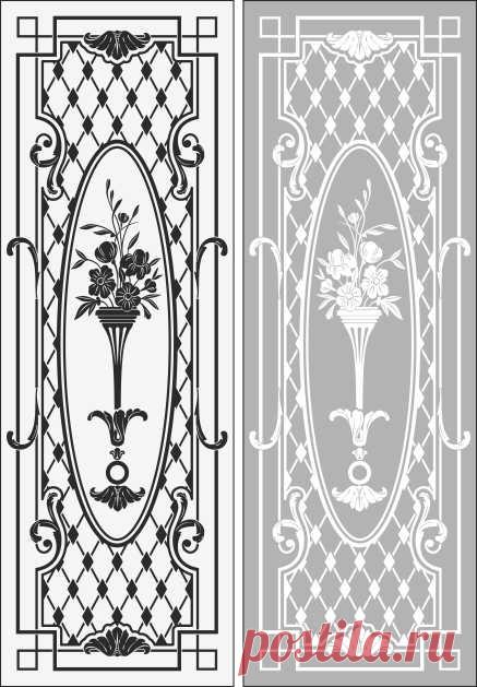 Пескоструйный рисунок фон ромб и ваза с цветами.