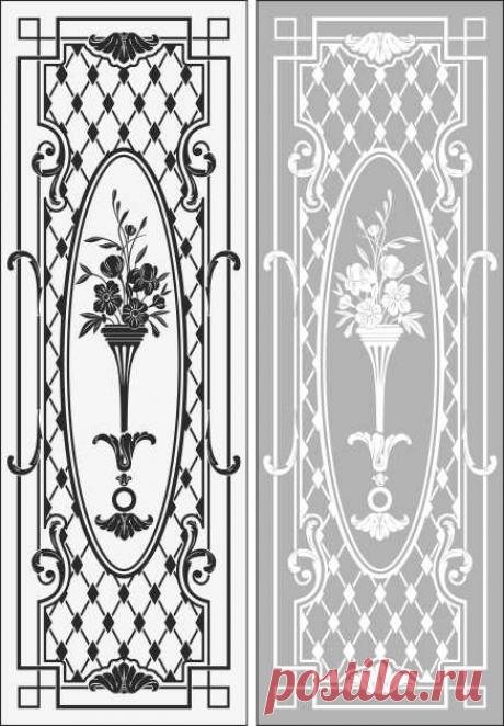 Пескоструйный рисунок фон ромб и ваза с цветами.