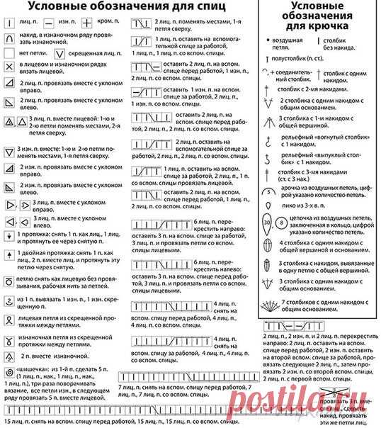 Условные обозначения спиц и крючков. Сохраняем, пригодится