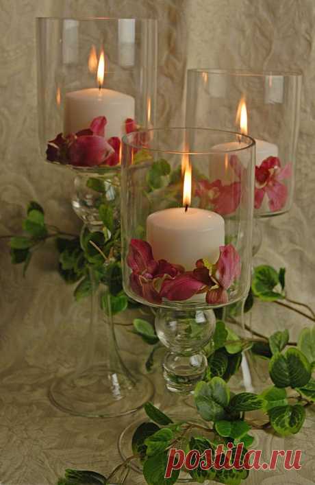 Glass Pillar Candle Holders (Set of 3)