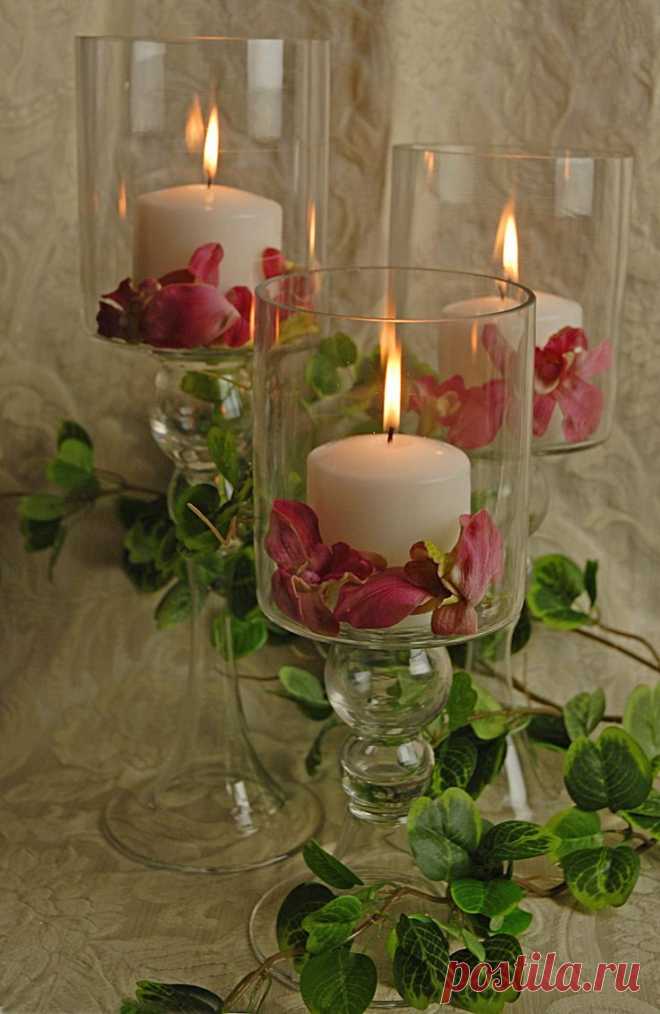 Glass Pillar Candle Holders (Set of 3)