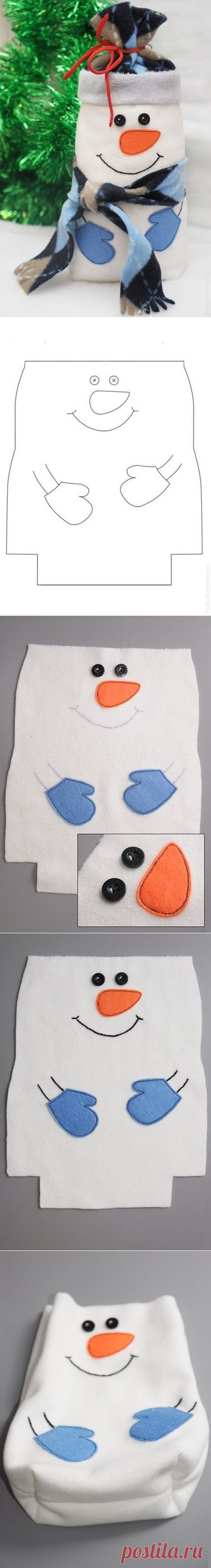 Мастер-класс: Новогодний снеговик-мешочек для сладостей