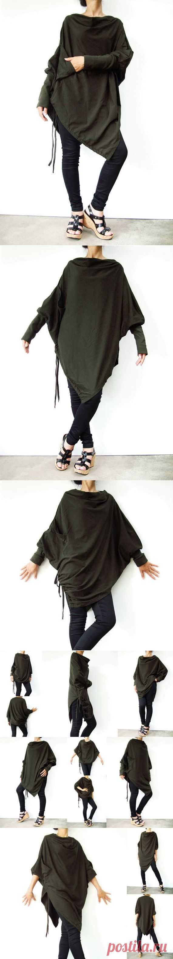 NO.59 Dark Olive Green Cotton Jersey Batwing от JoozieCotton