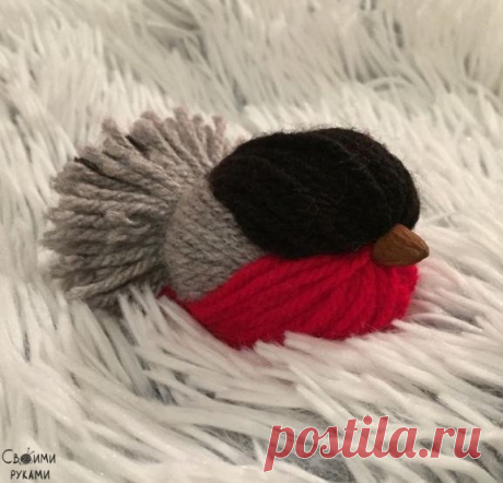 Снегири из ниток Своими руками (HandMade, дизайн, творчество): Снегири из ниток