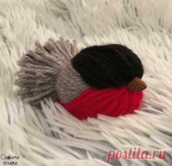 Снегири из ниток Своими руками (HandMade, дизайн, творчество): Снегири из ниток