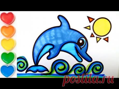 How to draw so cute dolphin - Как нарисовать дельфина