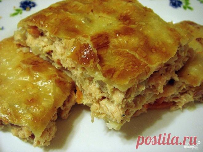 Слоеный пирог с курицей и грибами - рецепт с фото на Повар.ру