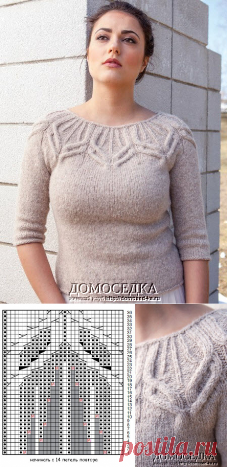 Красивый вязаный пуловер спицами | ДОМОСЕДКА