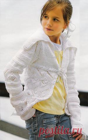 Белый ажурный жакет (спицами) - Вязанки.РУ - Все о вязании