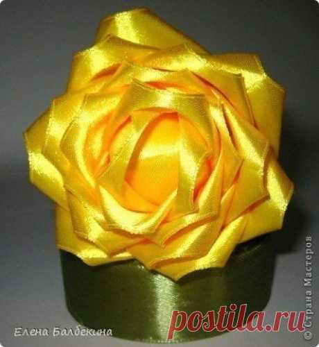 Яркая роза из лент