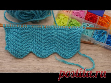 Двухсторонний узор «Зигзаг» для шарфа спицами 🧣 Double-sided «Zigzag» knitting pattern for a scarf ⚡