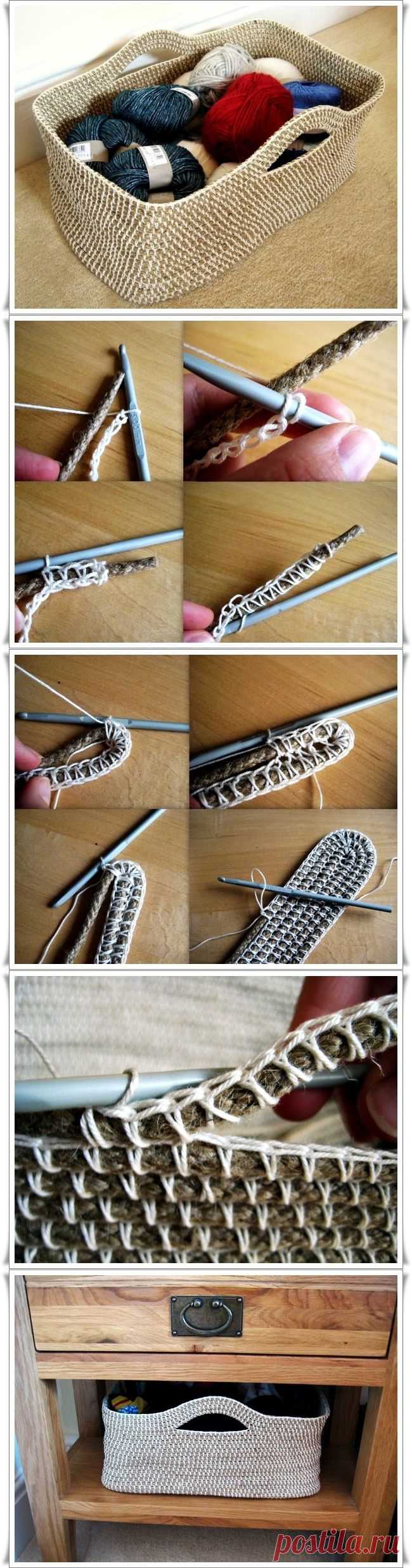 Удобная корзина из шнура