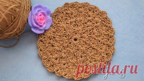 Круг плотным цветочным узором | Вязание крючком от Елены Кожухарь