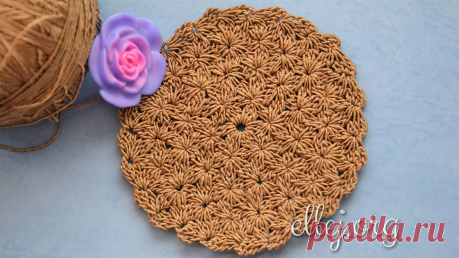 Круг плотным цветочным узором | Вязание крючком от Елены Кожухарь