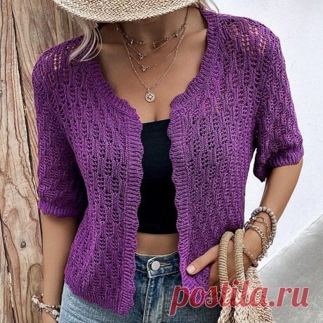 Эффектный кардиган с узором из ажурной шахматки | Вязание с Paradosik_Handmade | Дзен