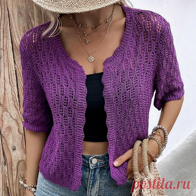 Эффектный кардиган с узором из ажурной шахматки | Вязание с Paradosik_Handmade | Дзен