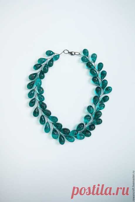 Купить Колье "Капли океана" - хрусталь, лэмпворк, lampwork, стекло, glass, подарок, весна, москва